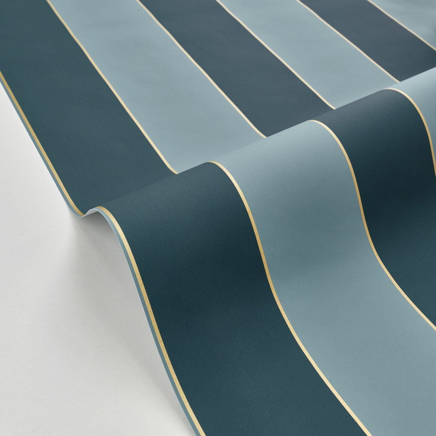 Moonlight Golden Lines Wallpaper - Bleu Paon - Caselio - 101076659 - Premier Wallcovering