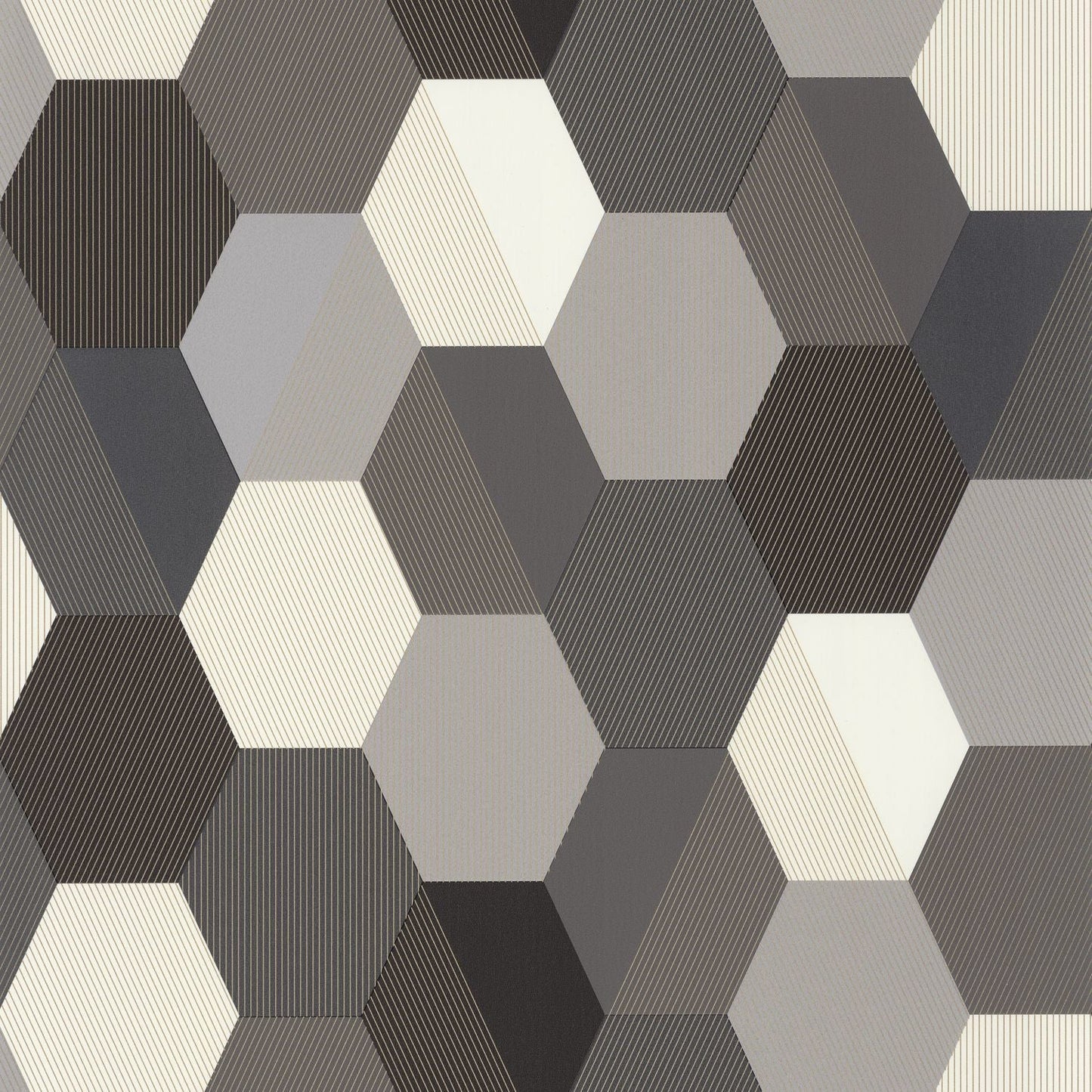Moonlight Hexagone Wallpaper - Noir - Caselio - 100109023 - Premier Wallcovering