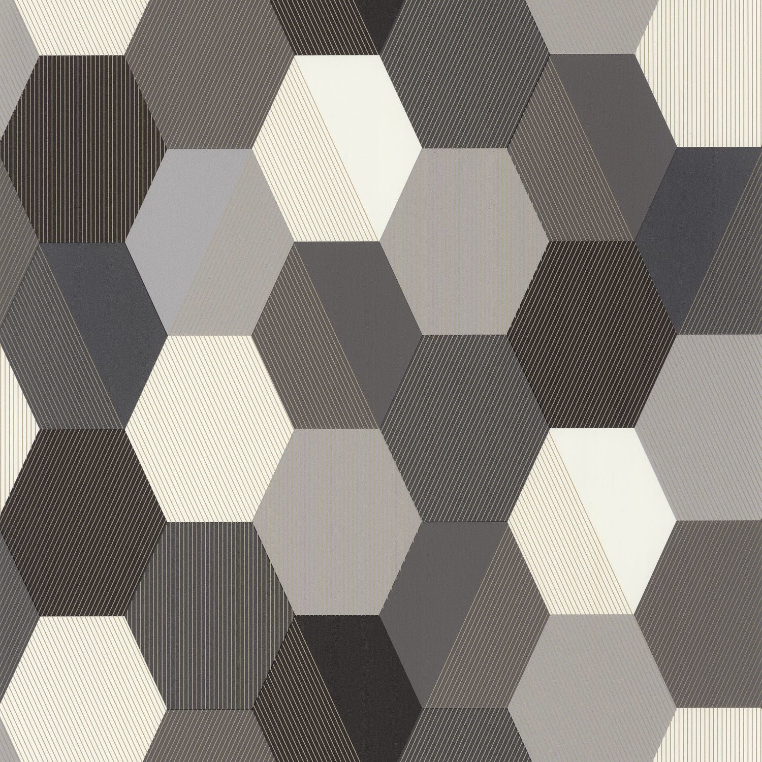 Moonlight Hexagone Wallpaper - Noir - Caselio - 100109023 - Premier Wallcovering