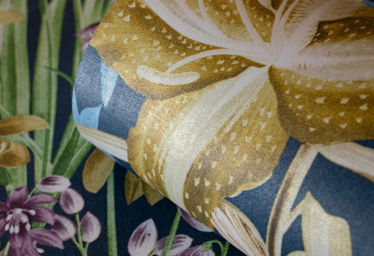 Moorea Tropical Wallpaper - Blueberry - Hohenberger - 26730 - Premier Wallcovering