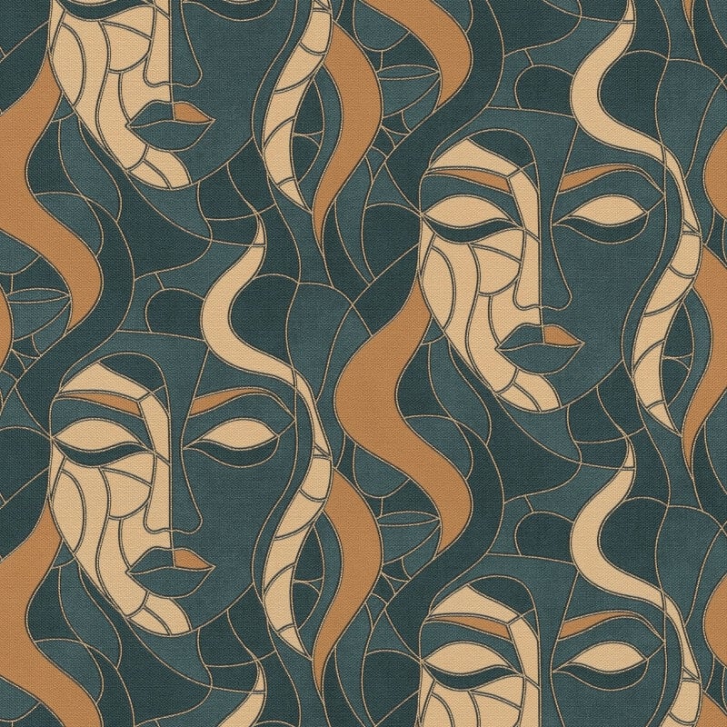 Moretta Mosaic Faces Metallic Wallpaper - Green - Elle Decoration - 10458 - 19 - Premier Wallcovering