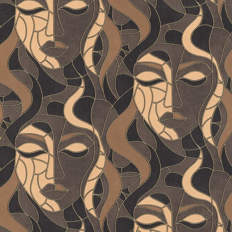 Moretta Mosaic Faces Metallic Wallpaper - Taupe - Elle Decoration - 10458 - 37 - Premier Wallcovering