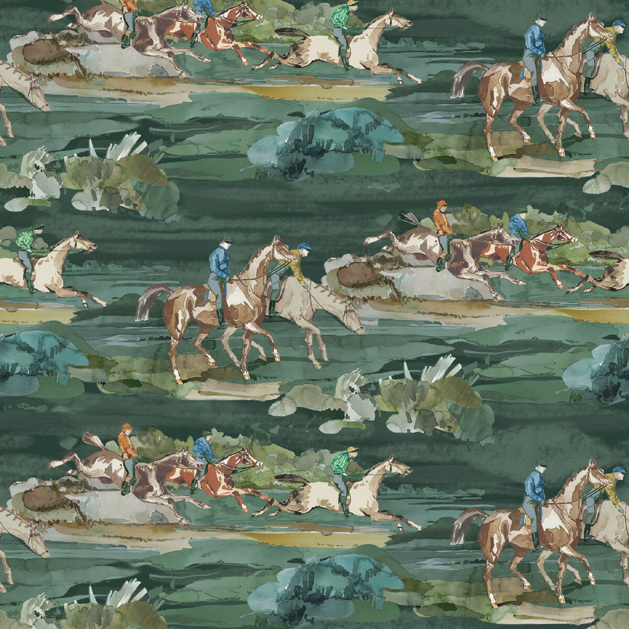 Morning Gallop Wallpaper - Teal - Mulberry Home - FG097/R11 - Premier Wallcovering