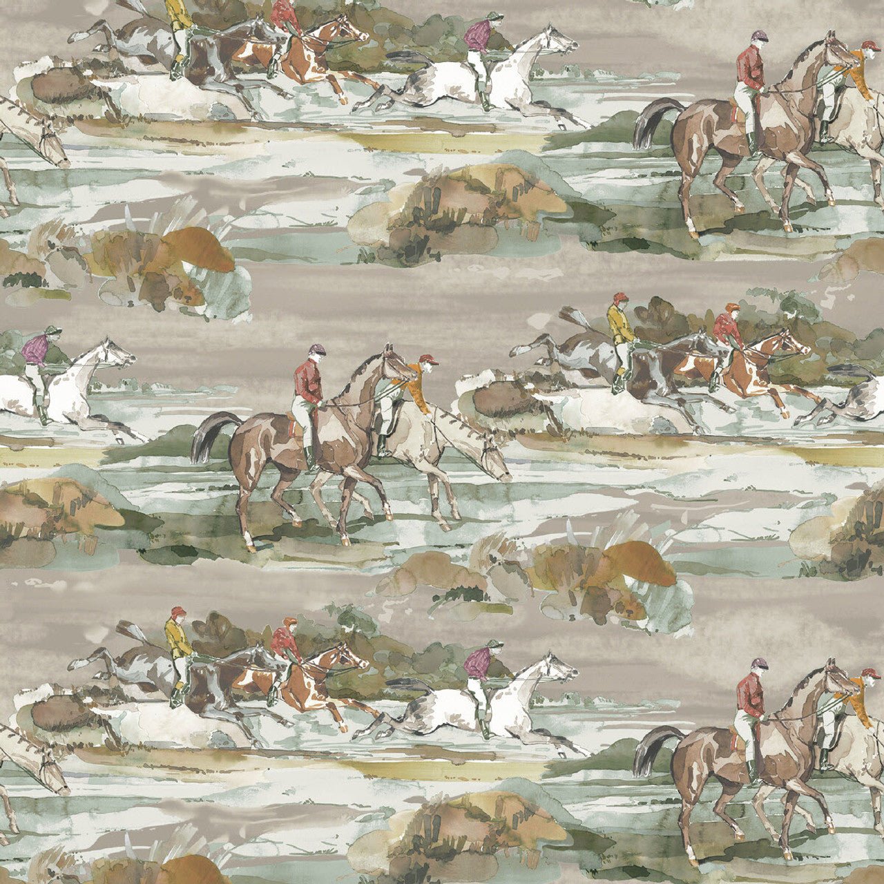 Morning Gallop Wallpaper - Grey / Sand - Mulberry Home - FG097/A46 - Premier Wallcovering