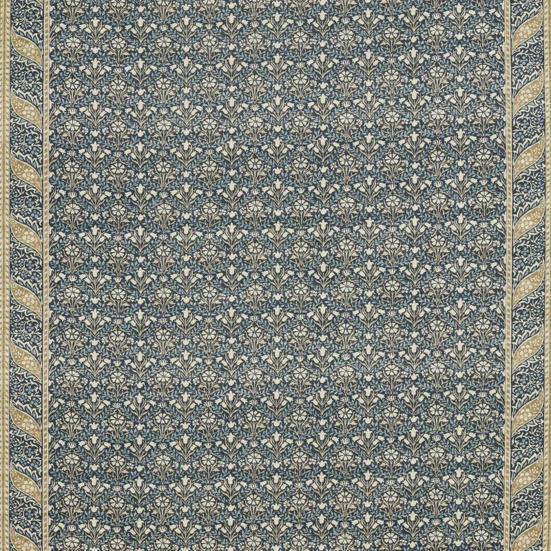 Morris Bellflowers Fabric - Indigo/Sage - Morris & Co - 226403 - Premier Wallcovering