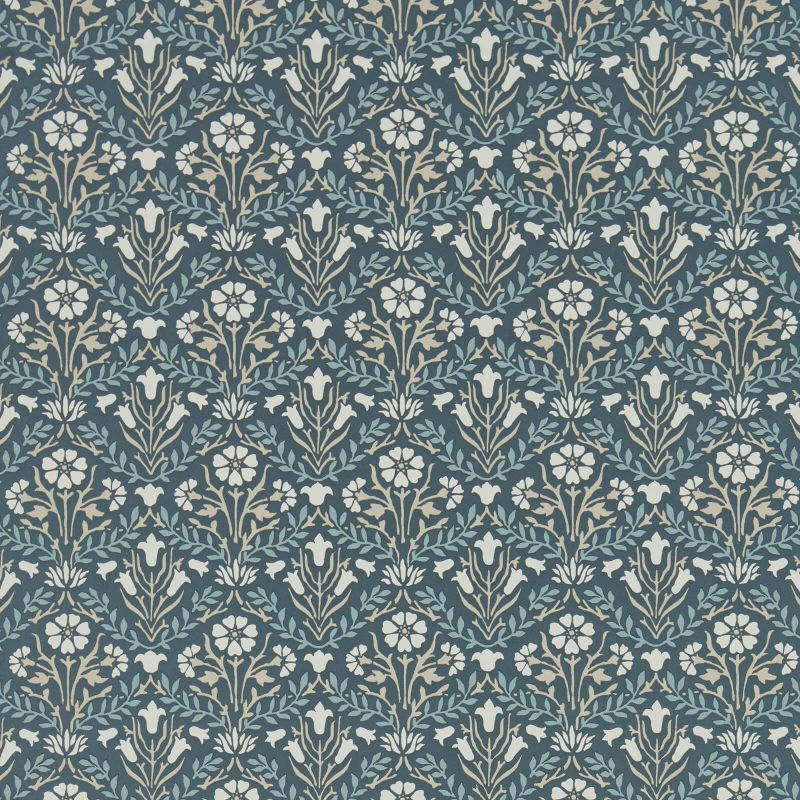 Morris Bellflowers Wallpaper - Indigo/Linen - Morris & Co - 216806 - Premier Wallcovering
