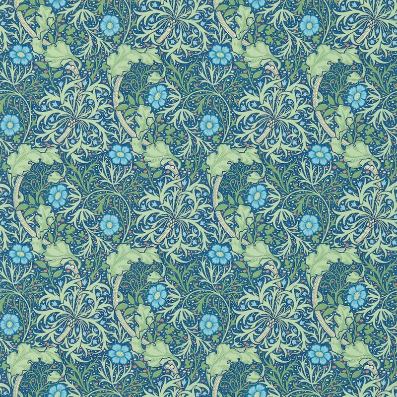 Morris Seaweed Wallpaper - Cobalt/Thyme - 214713 - Morris & Co - Premier Wallcovering