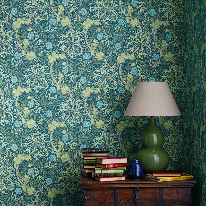 Morris Seaweed Wallpaper - Red/Gold - Morris & Co - 216846 - Premier Wallcovering