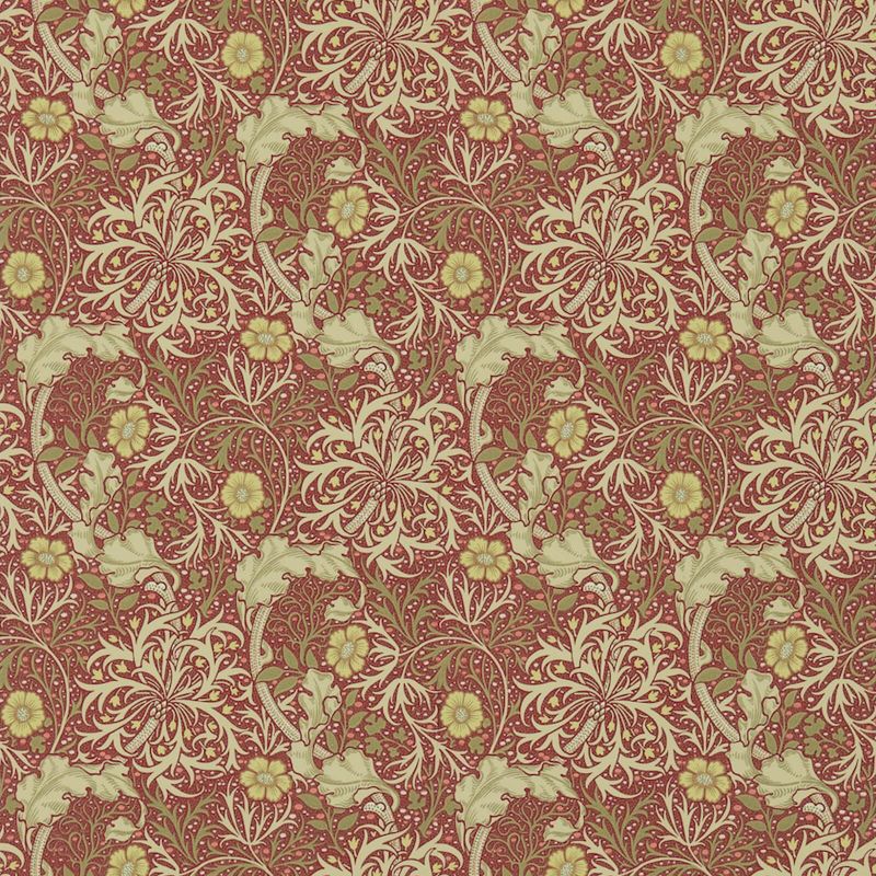 Morris Seaweed Wallpaper - Red/Gold - Morris & Co - 216469 - Premier Wallcovering