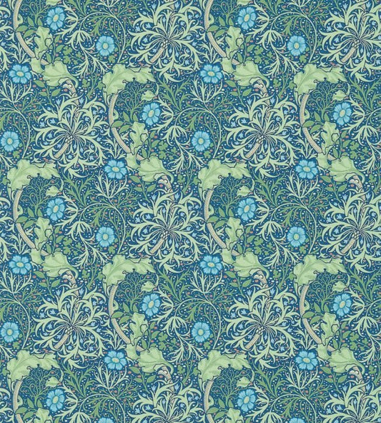 Morris Seaweed Wallpaper - Cobalt/Thyme - 214713 - Morris & Co - Premier Wallcovering