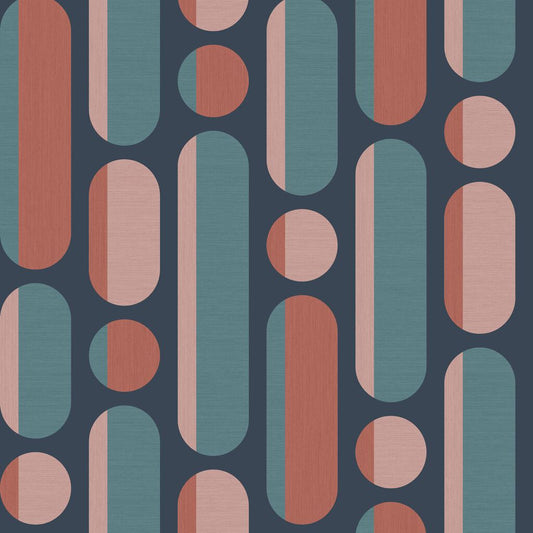 Morse Wallpaper - Coral & Navy - Envy - 118611 - Premier Wallcovering