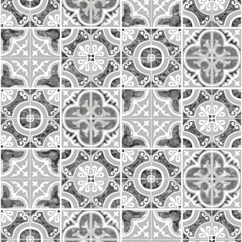 Mosaic Tiles Wallpaper - Silver - SK Filson - SK10011 - Premier Wallcovering