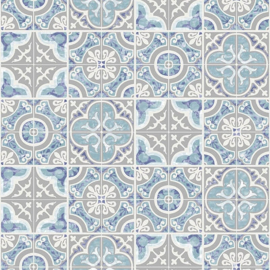 Mosaic Tiles Wallpaper - Blue - SK Filson - SK10010 - Premier Wallcovering