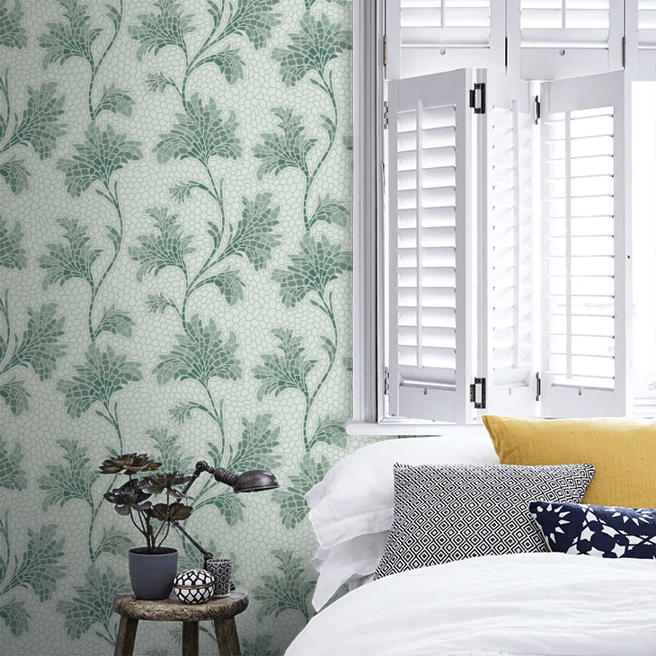 Mosaic Trail Wallpaper - Aquamarine - Little Greene - 0267MOAQUAM - Premier Wallcovering