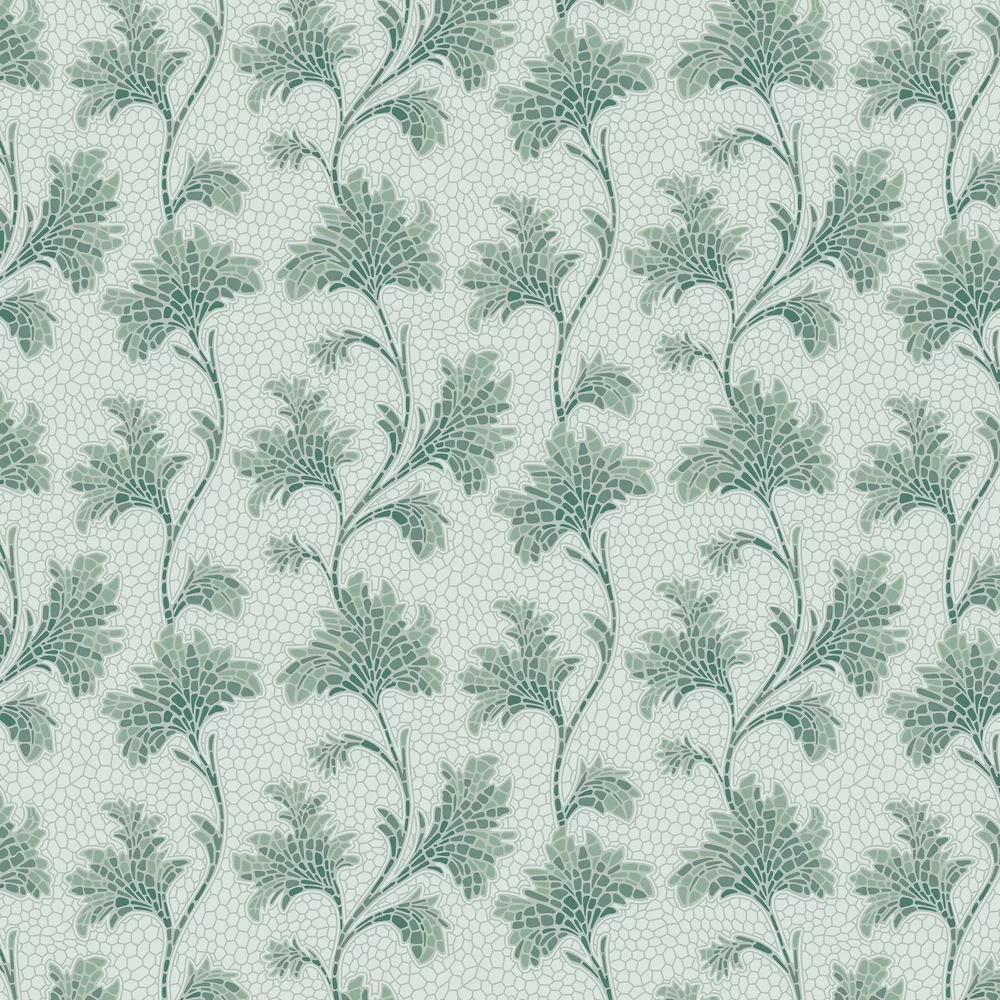 Mosaic Trail Wallpaper - Aquamarine - Little Greene - 0267MOAQUAM - Premier Wallcovering
