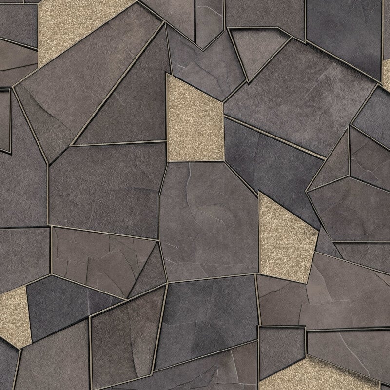 Mosaique Metallic Wallpaper - Slate Brown - Elle Decoration - 10445 - 37 - Premier Wallcovering