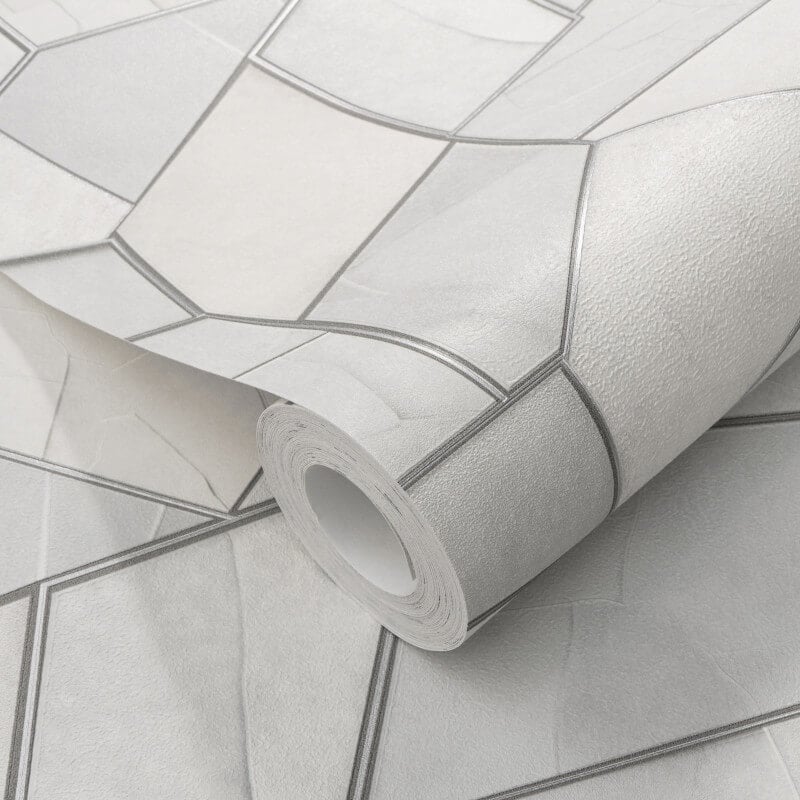 Mosaique Metallic Wallpaper - Slate Grey - Elle Decoration - 10445 - 31 - Premier Wallcovering