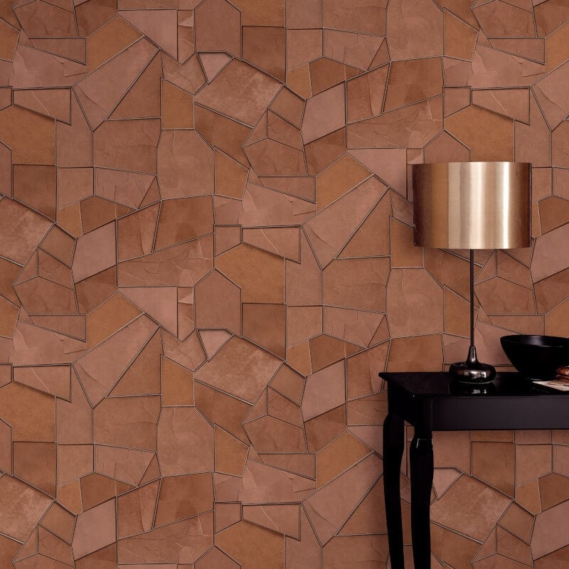 Mosaique Metallic Wallpaper - Slate Rust - Elle Decoration - 10445 - 13 - Premier Wallcovering