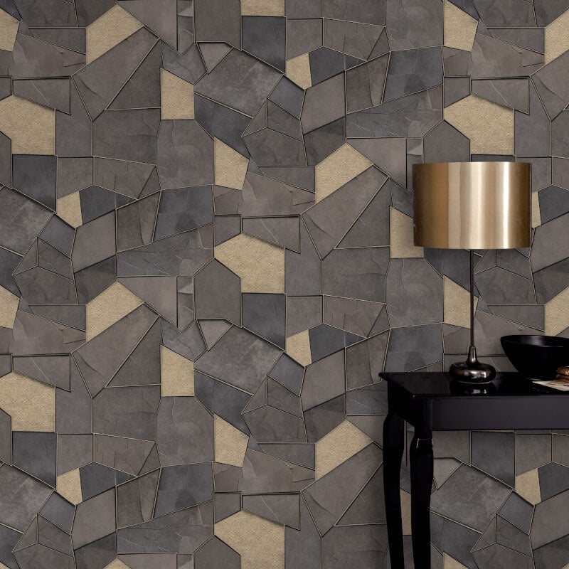 Mosaique Metallic Wallpaper - Slate Brown - Elle Decoration - 10445 - 37 - Premier Wallcovering