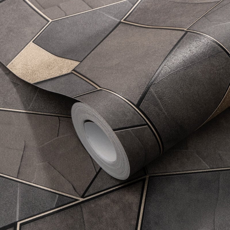 Mosaique Metallic Wallpaper - Slate Brown - Elle Decoration - 10445 - 37 - Premier Wallcovering
