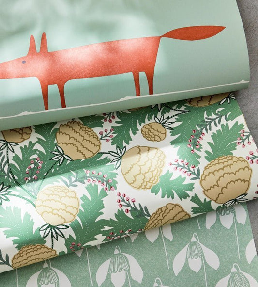 Mr Fox Wallpaper - Sage / Poppy - NART112792 - Scion - Premier Wallcovering