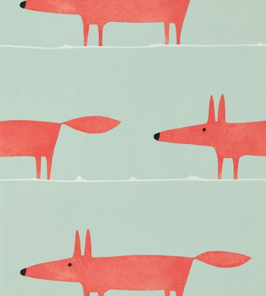 Mr Fox Wallpaper - Sage / Poppy - NART112792 - Scion - Premier Wallcovering