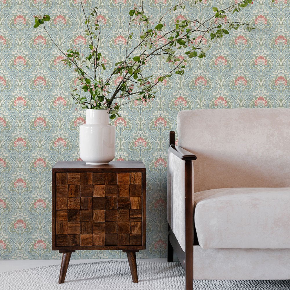 Mucha Wallpaper - Light Blue - A Street Prints - FD26152 - Premier Wallcovering