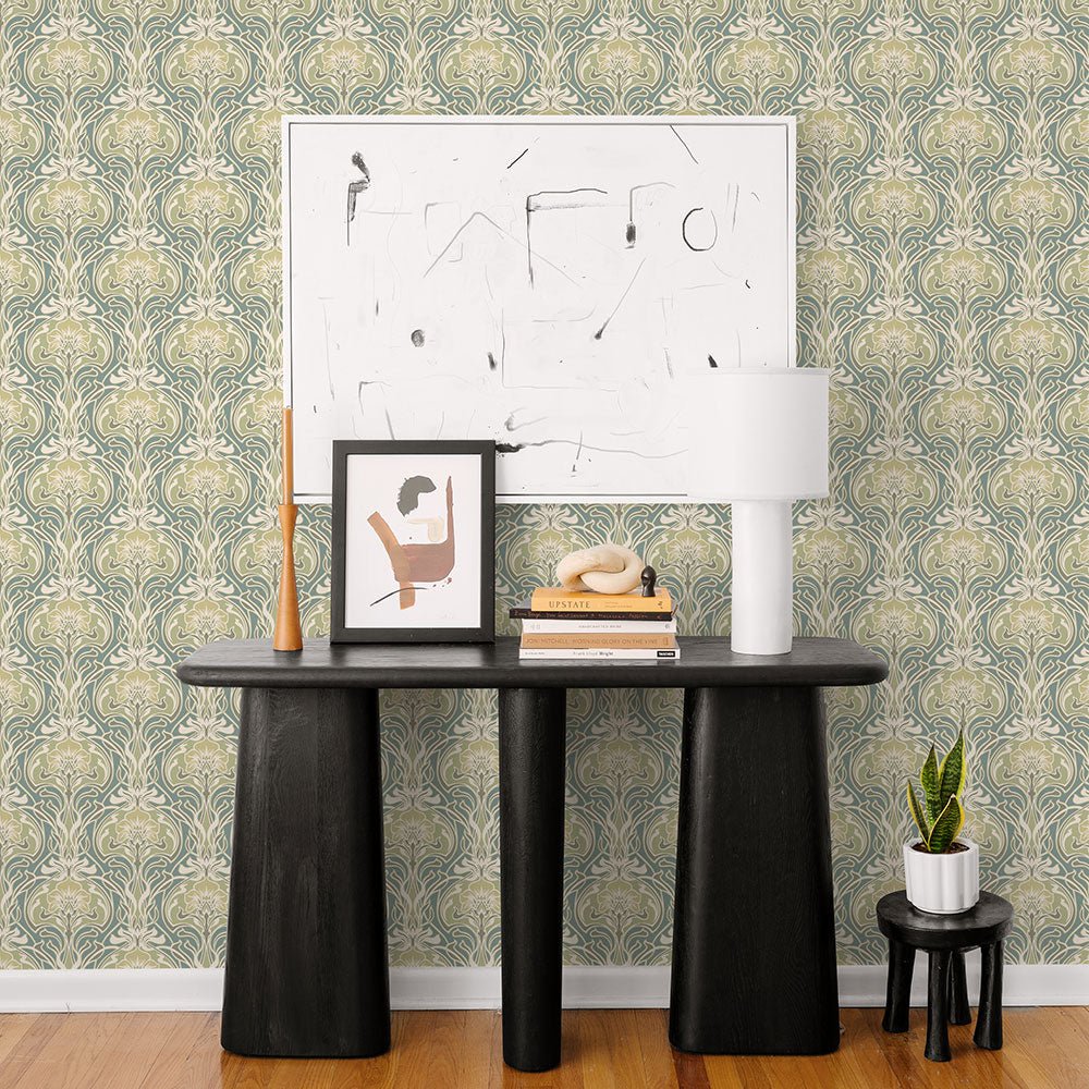 Mucha Wallpaper - Teal - A Street Prints - FD26151 - Premier Wallcovering