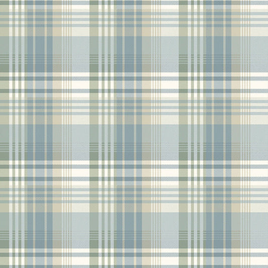 Mulberry Ancient Tartan Wallpaper - Aqua - Mulberry Home - FG100/R104 - Premier Wallcovering