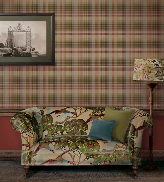Mulberry Ancient Tartan Wallpaper - Aqua - Mulberry Home - FG100/R104 - Premier Wallcovering