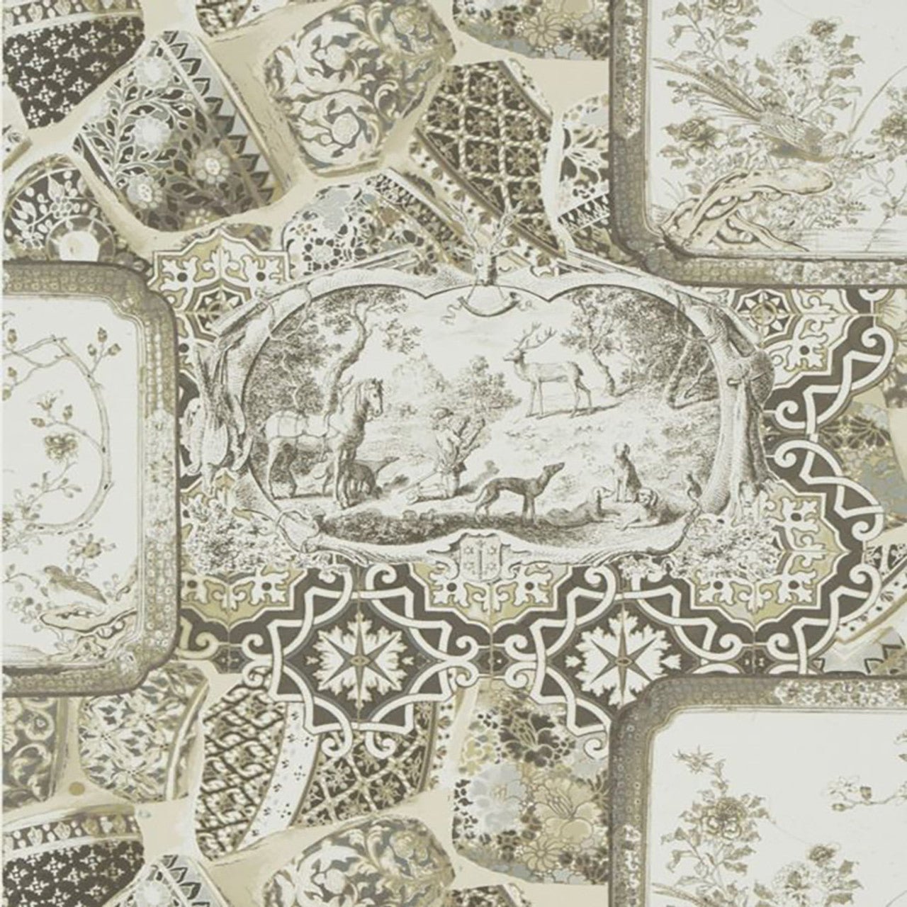 Mulberry China Wallpaper - Silver/Taupe - Mulberry Home - FG080/J80 - Premier Wallcovering