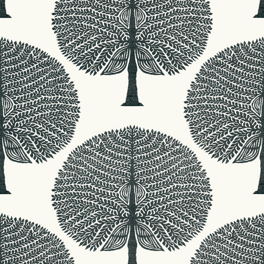 Mulberry Tree Wallpaper - Black & White - Thibaut - T10602 - Premier Wallcovering