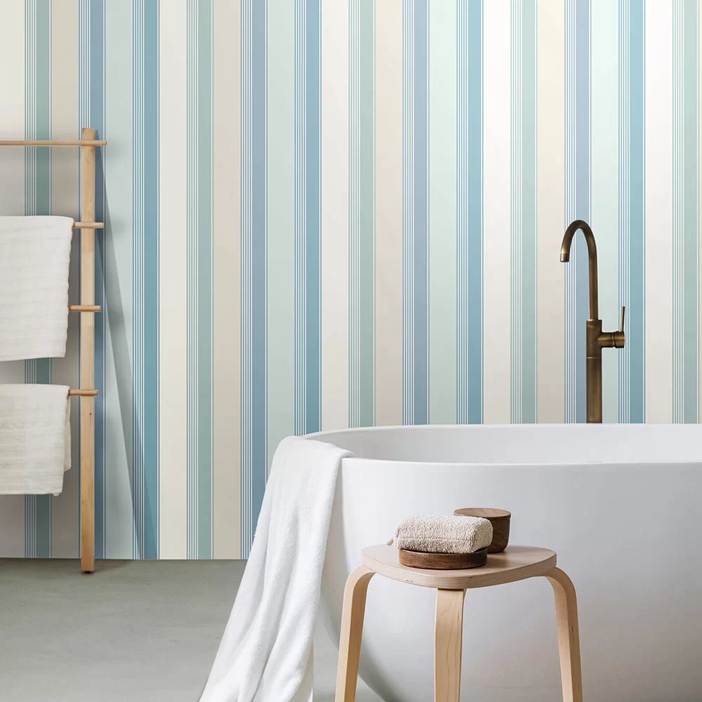 Multi Stripe Wallpaper - Wild Water - Ohpopsi - LBK50161W - Premier Wallcovering