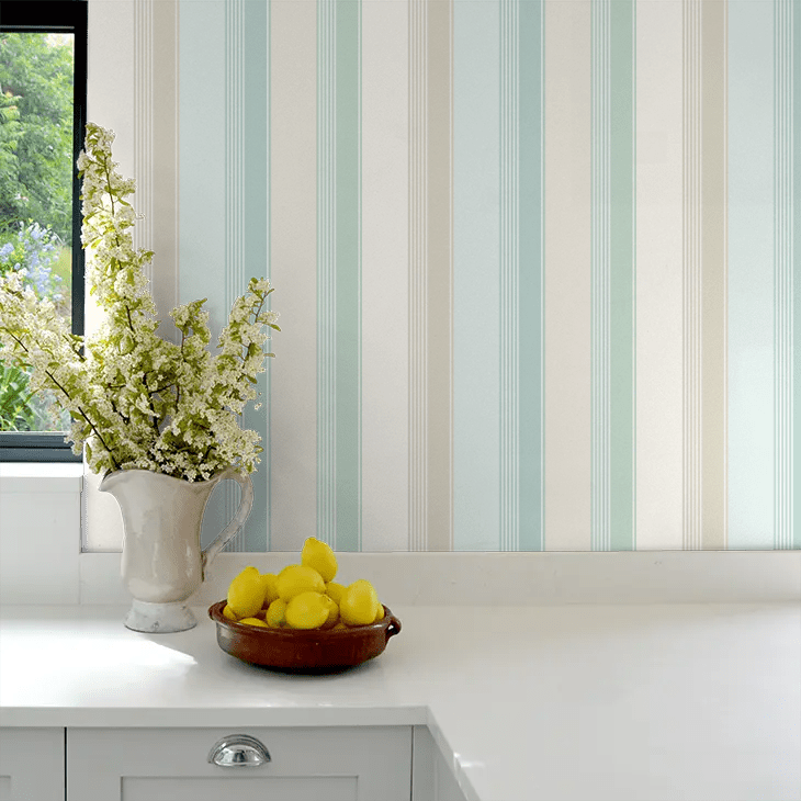 Multi Stripe Wallpaper - Turquoise - Ohpopsi - LBK50151W - Premier Wallcovering