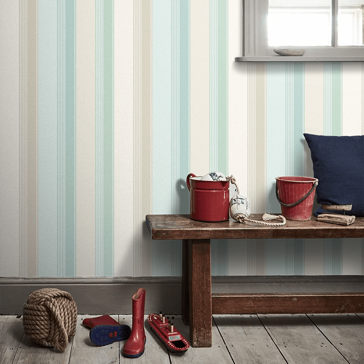 Multi Stripe Wallpaper - Turquoise - Ohpopsi - LBK50151W - Premier Wallcovering