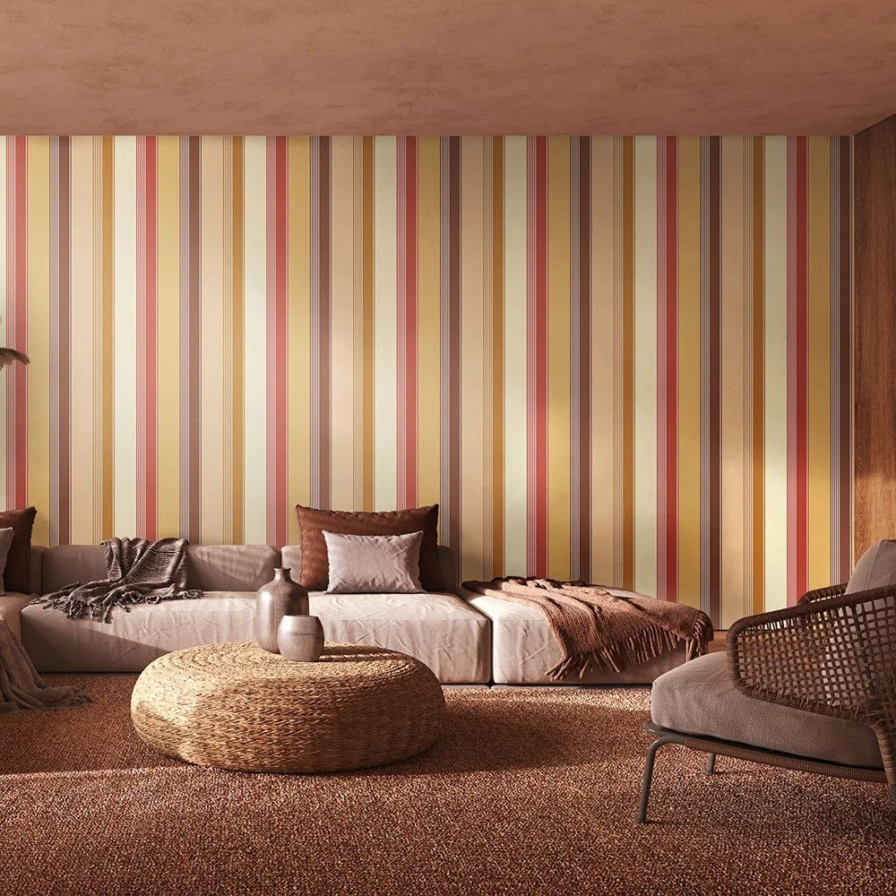 Multi Stripe Wallpaper - Amber Mix - Ohpopsi - LBK50129W - Premier Wallcovering