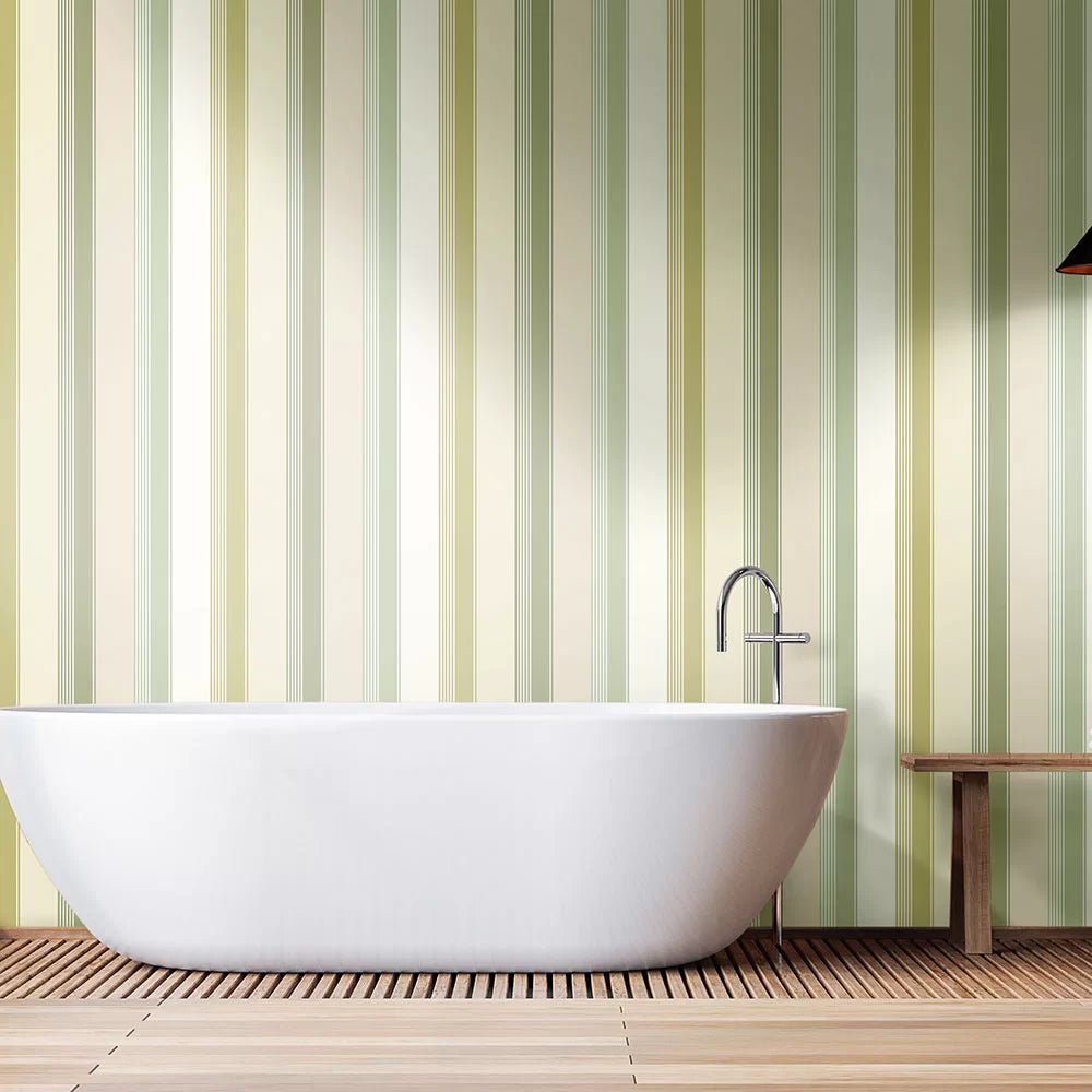 Multi Stripe Wallpaper - Pistachio Mix - Ohpopsi - LBK50139W - Premier Wallcovering
