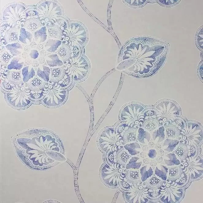 Mumtaz Wallpaper - Blue/ Grey/White - Osborne & Little - W6593-03 - Premier Wallcovering