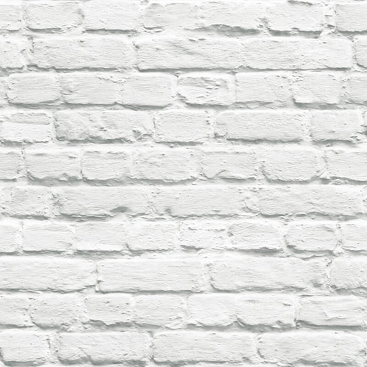 Muriva Painted Brick Wallpaper - White - Muriva - 102539 - Premier Wallcovering