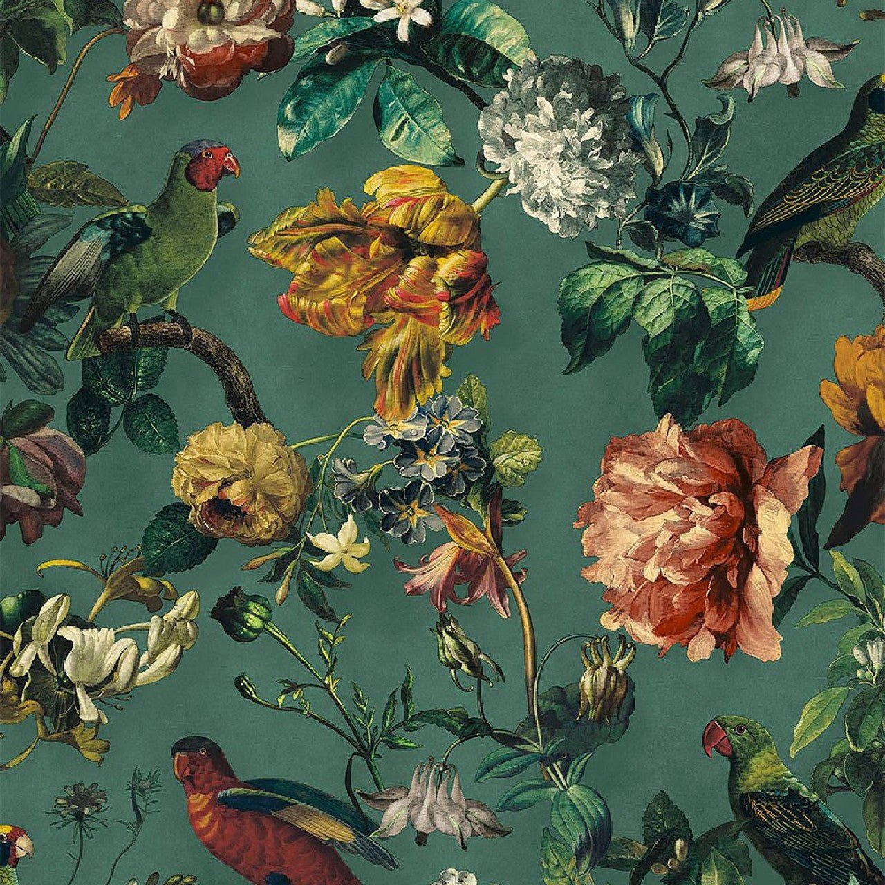 Museum Enchanted Floral Wallpaper - Teal - Eijffinger - 307305 - Premier Wallcovering