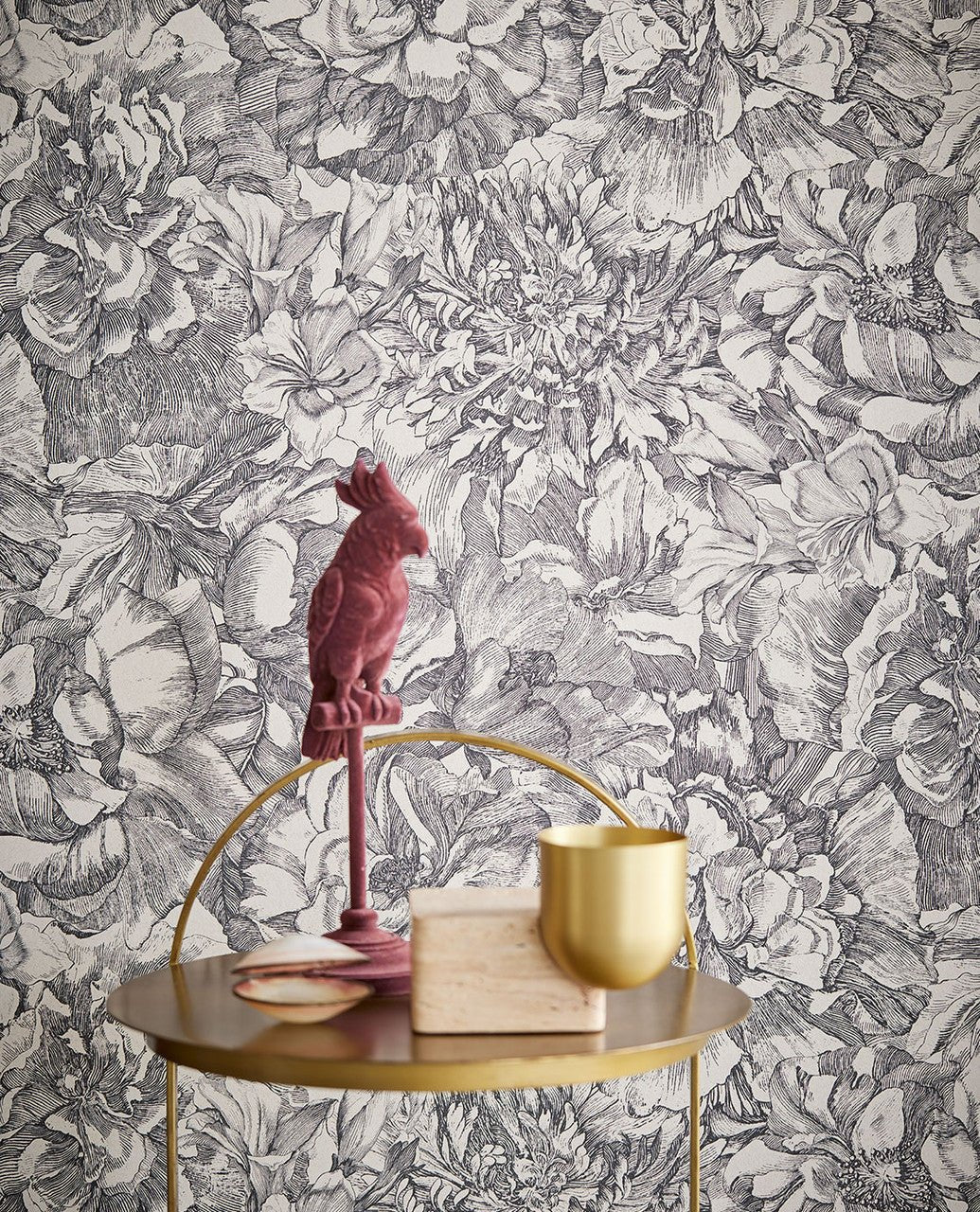 Museum Flowers Wallpaper - Green - Eijffinger - 307346 - Premier Wallcovering