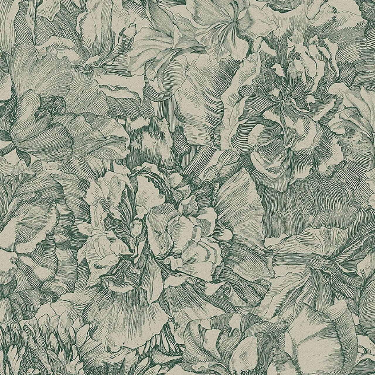 Museum Flowers Wallpaper - Green - Eijffinger - 307346 - Premier Wallcovering