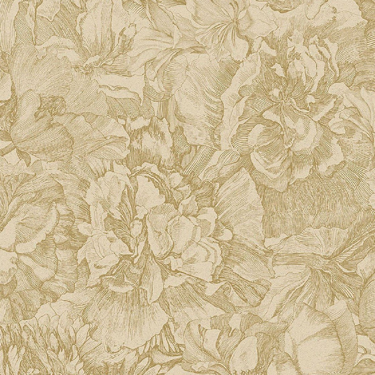 Museum Flowers Wallpaper - Gold - Eijffinger - 307341 - Premier Wallcovering