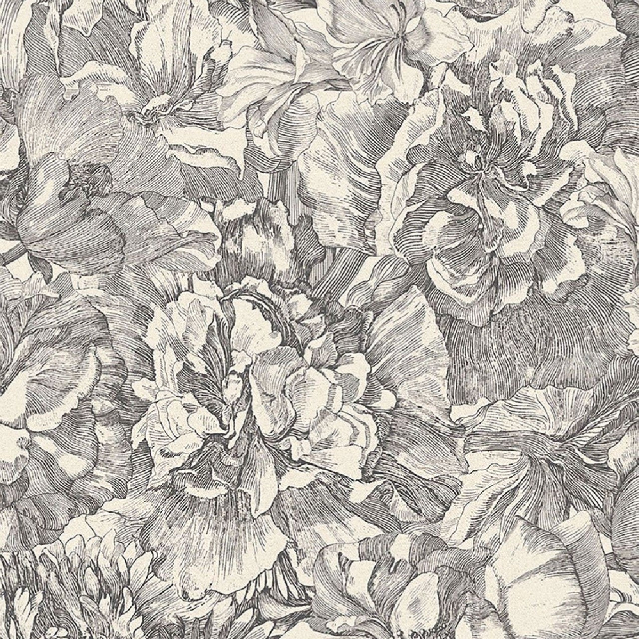 Museum Flowers Wallpaper - Black / White - Eijffinger - 307340 - Premier Wallcovering