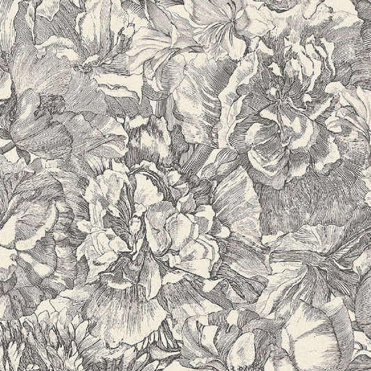 Museum Flowers Wallpaper - Black / White - Eijffinger - 307340 - Premier Wallcovering