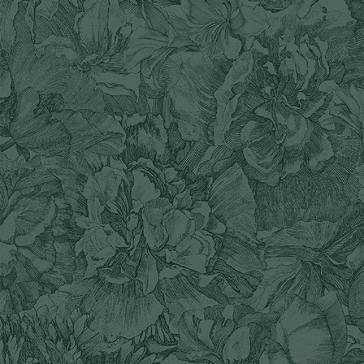 Museum Flowers Wallpaper - Teal - Eijffinger - 307345 - Premier Wallcovering