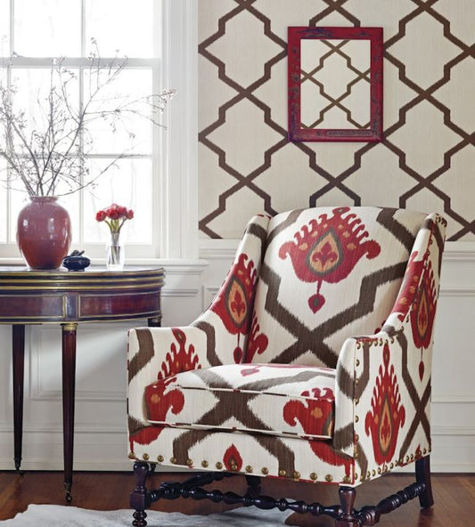 Myanmar Trellis Wallpaper - Navy - Thibaut - T36136 - Premier Wallcovering