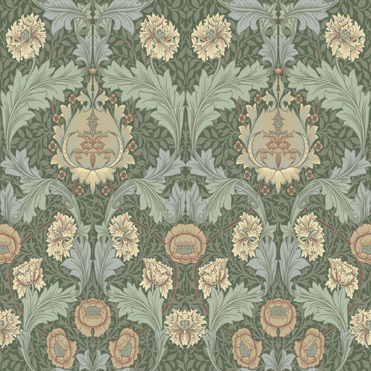 Myrtle Wallpaper - Green /apricot - Midbec - 82059 - Premier Wallcovering