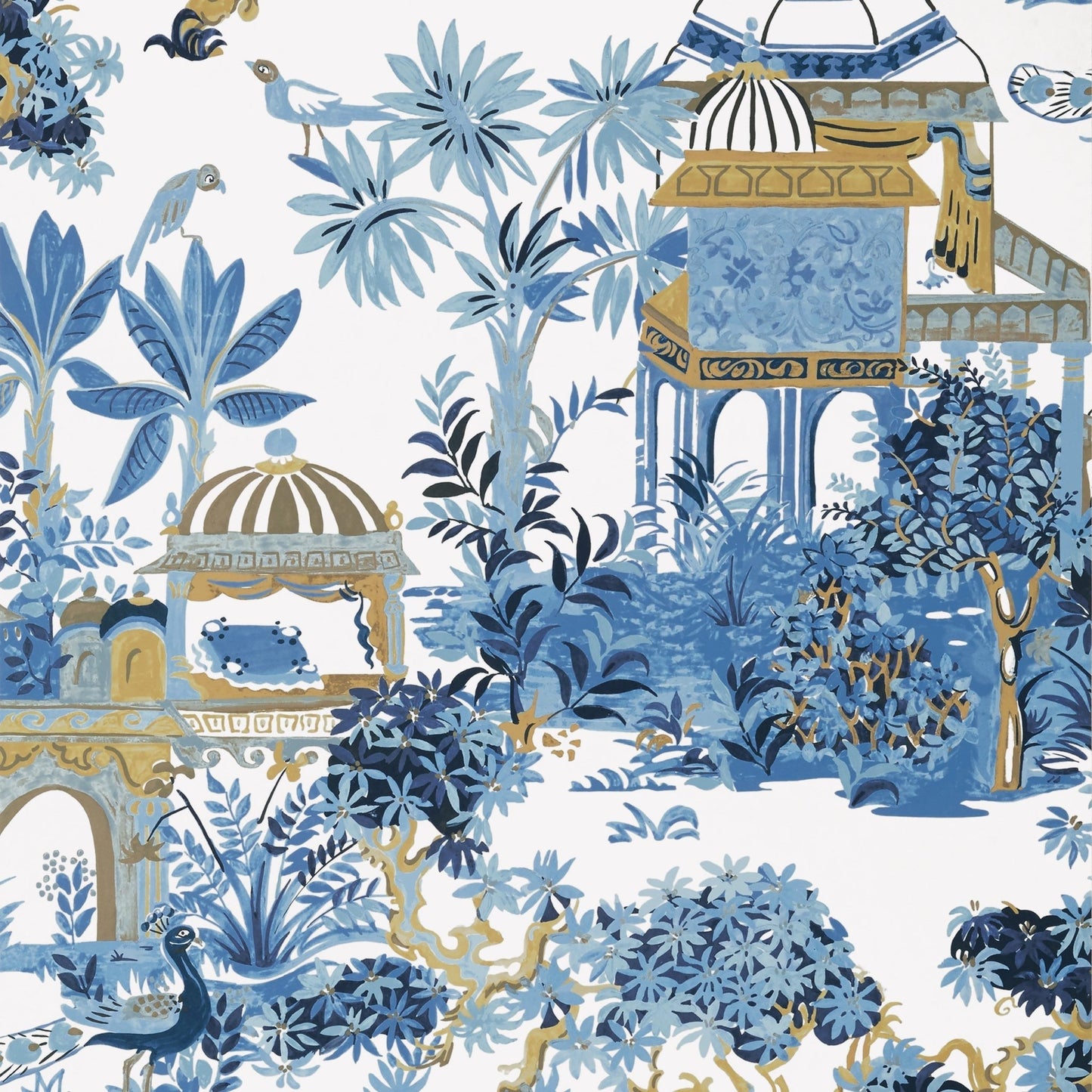 Mystic Garden Wallpaper - Blue & White - Thibaut - T20821 - Premier Wallcovering