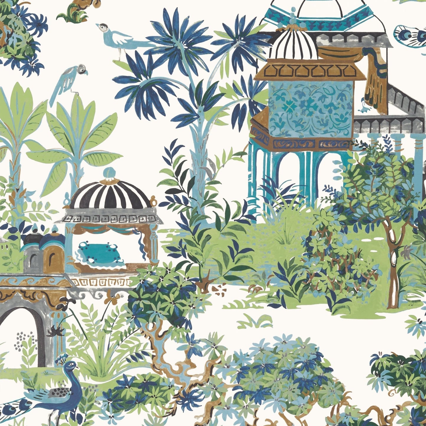 Mystic Garden Wallpaper - Blue & Green - Thibaut - T20820 - Premier Wallcovering